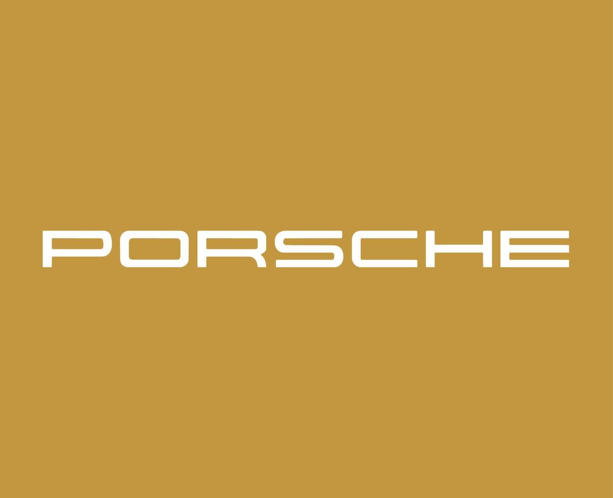Porsche Logo Brand Car Symbol Name White Design German Automobile Vector Illustration With Gold Background
