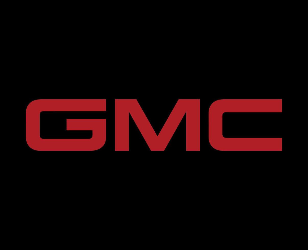 GMC Brand Logo Symbol Name Red Design USA Car Automobile Vector Illustration With Black Background