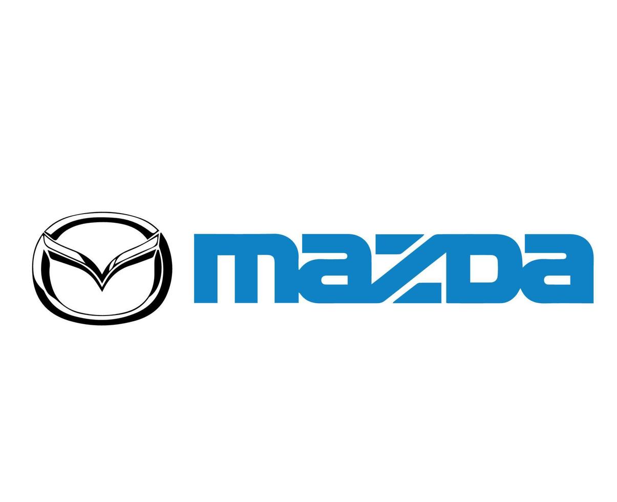 mazda marca logo símbolo negro con nombre azul diseño Japón coche automóvil vector ilustración