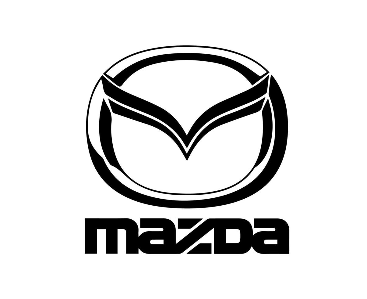 mazda logo símbolo marca coche con nombre negro diseño Japón automóvil vector ilustración