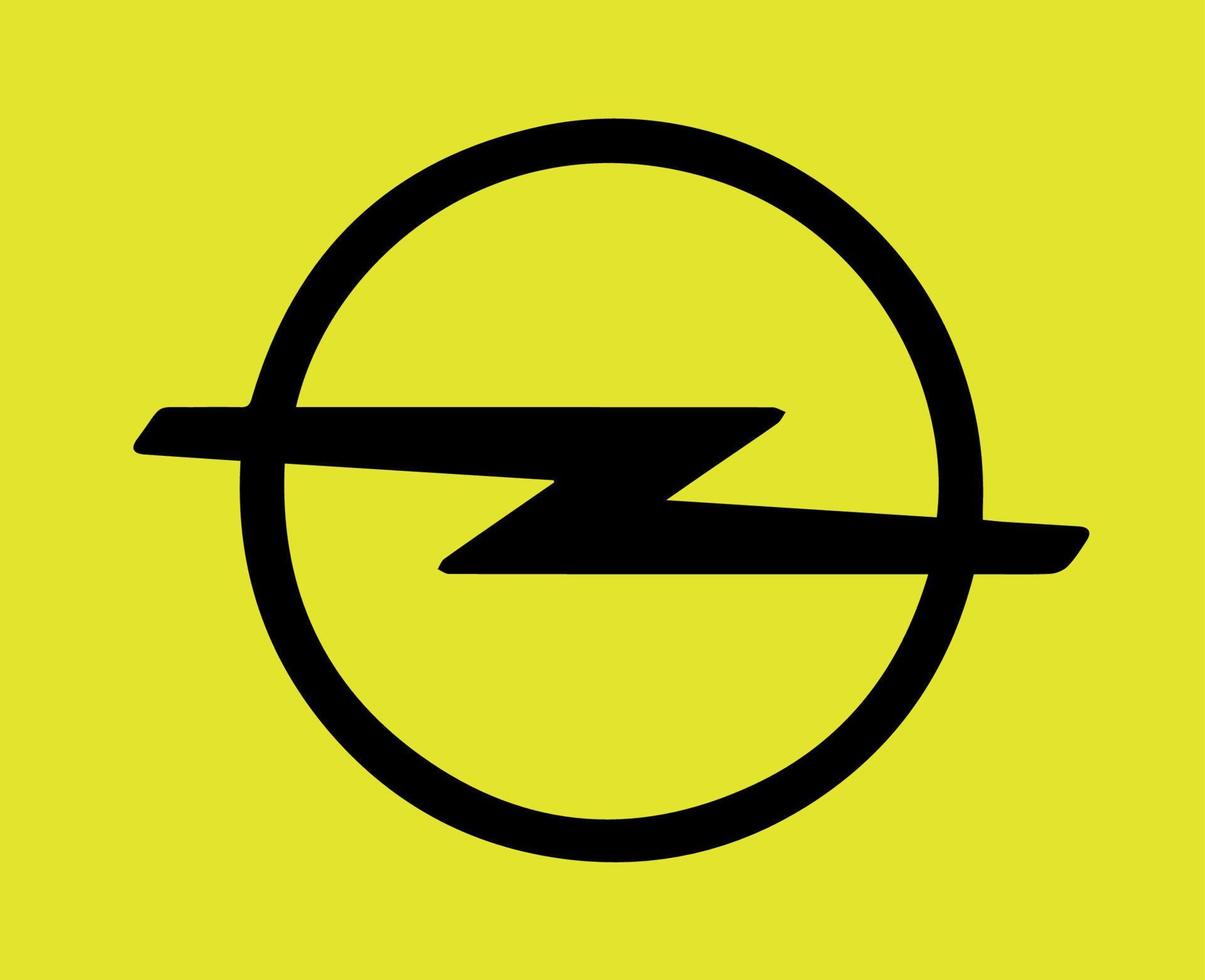 Opel Logo Brand Car Symbol Black Design german Automobile Vector Illustration With Yellow Background