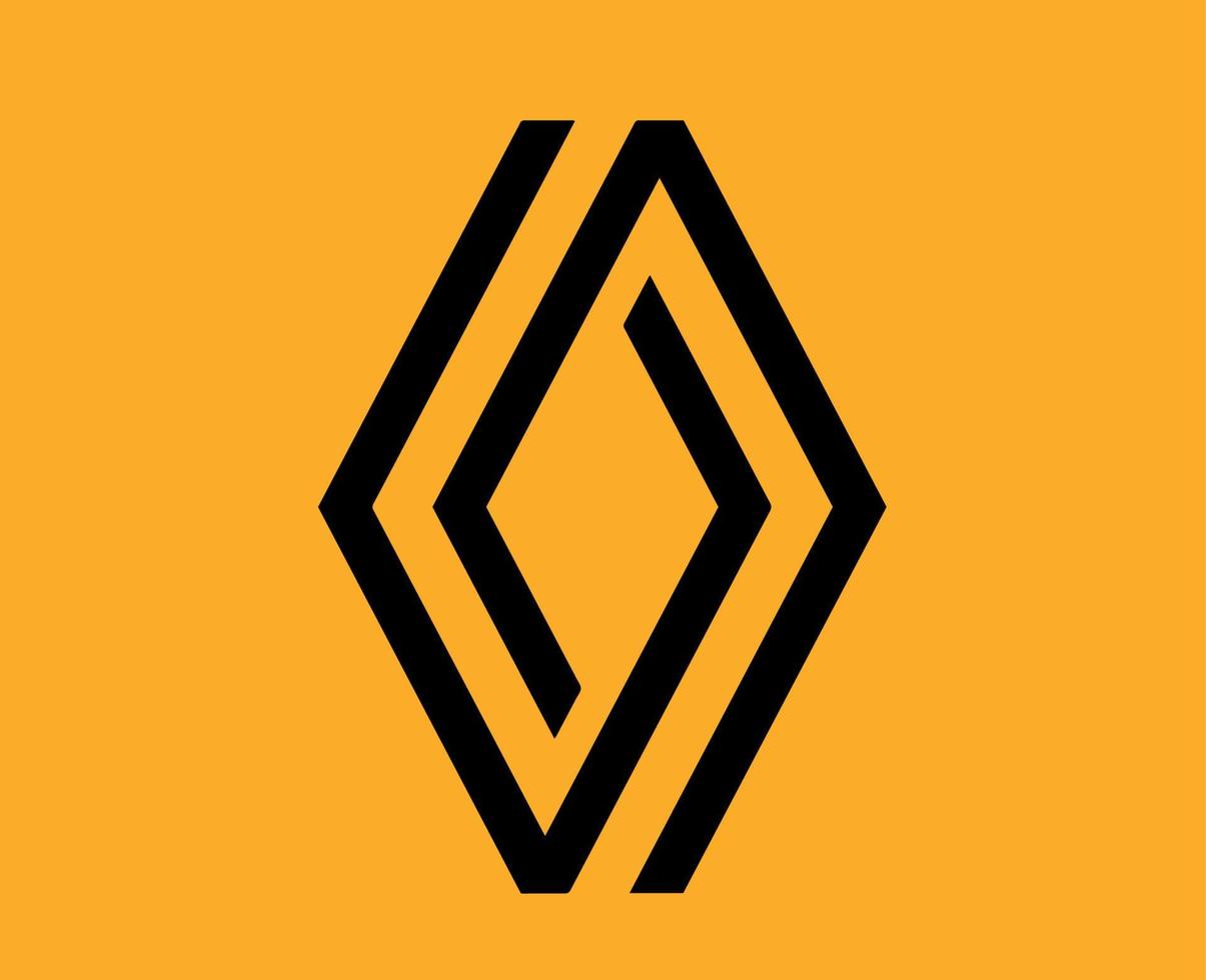 Renault Brand Logo Car Symbol Black Design French Automobile Vector Illustration With Yellow Background