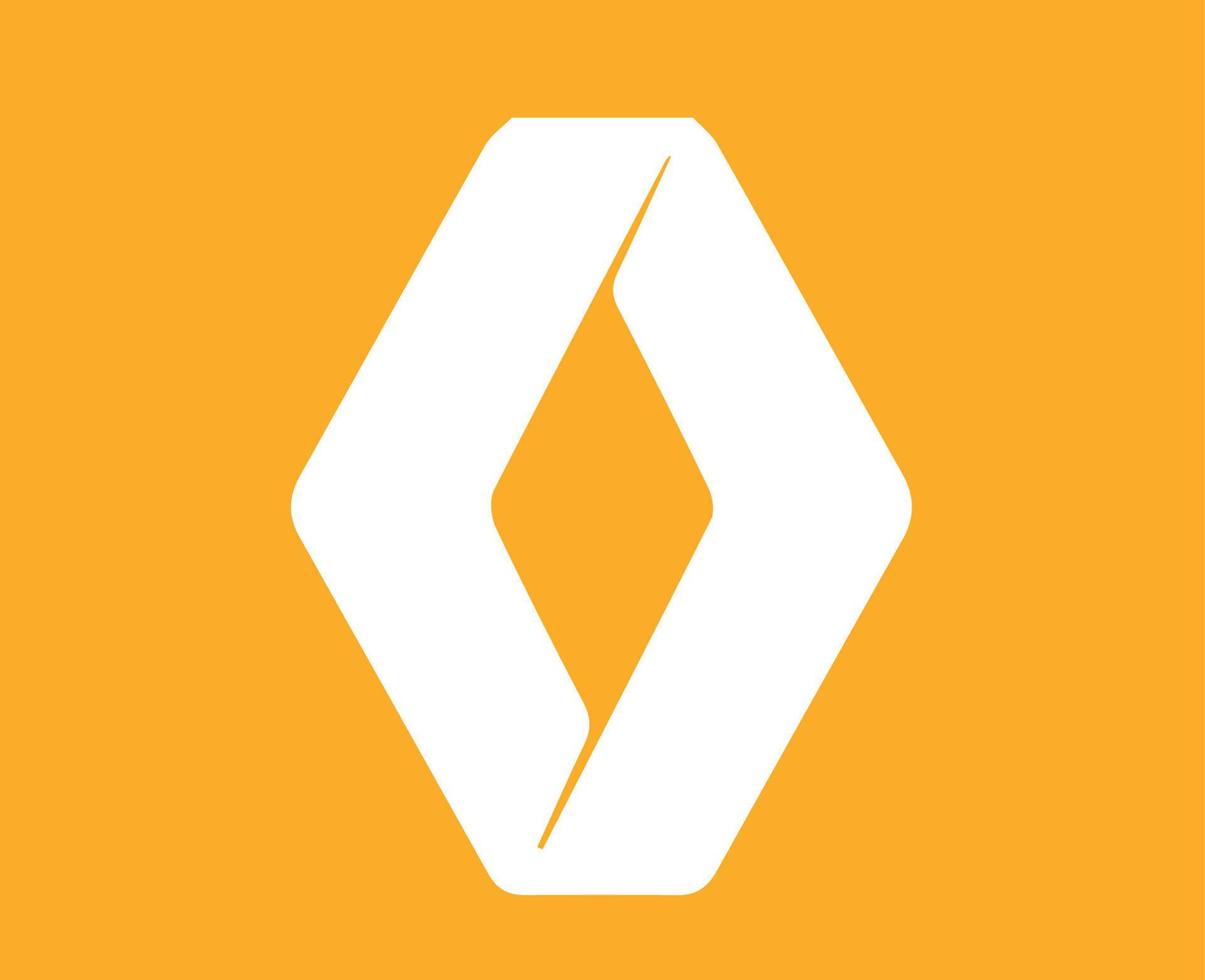 Renault Logo Brand Car Symbol White Design French Automobile Vector Illustration With Yellow Background