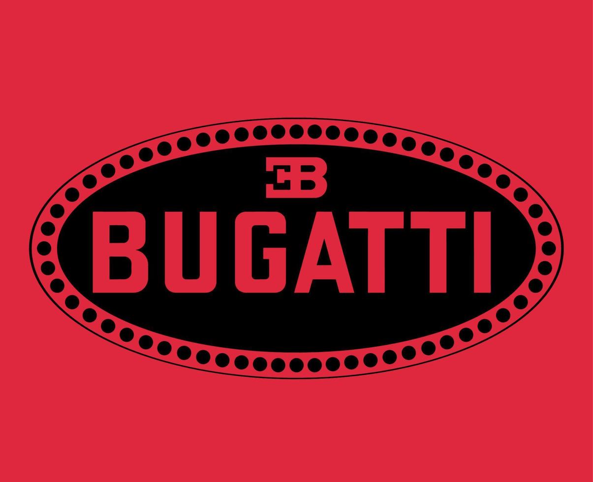 bugatti marca logo símbolo negro diseño francés carros automóvil vector ilustración con rojo antecedentes
