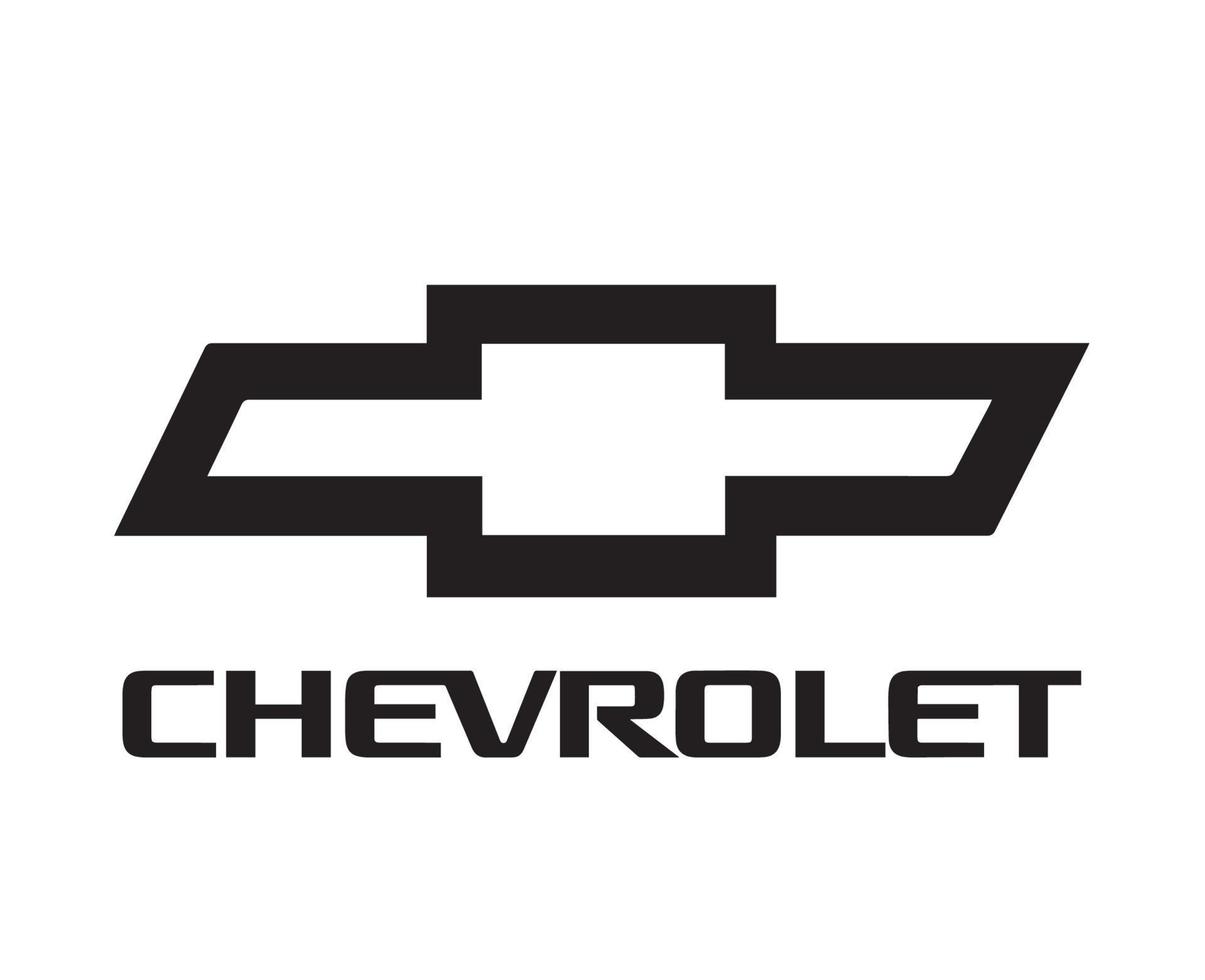 chevrolet marca logo coche símbolo con nombre negro diseño Estados Unidos automóvil vector ilustración