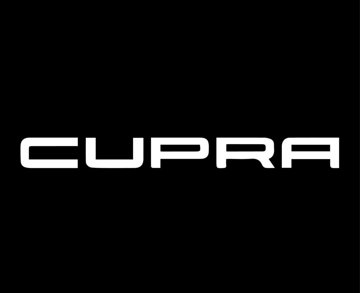 Cupra Brand Logo Car Symbol Name White Design Spanish Automobile Vector Illustration With Black Background