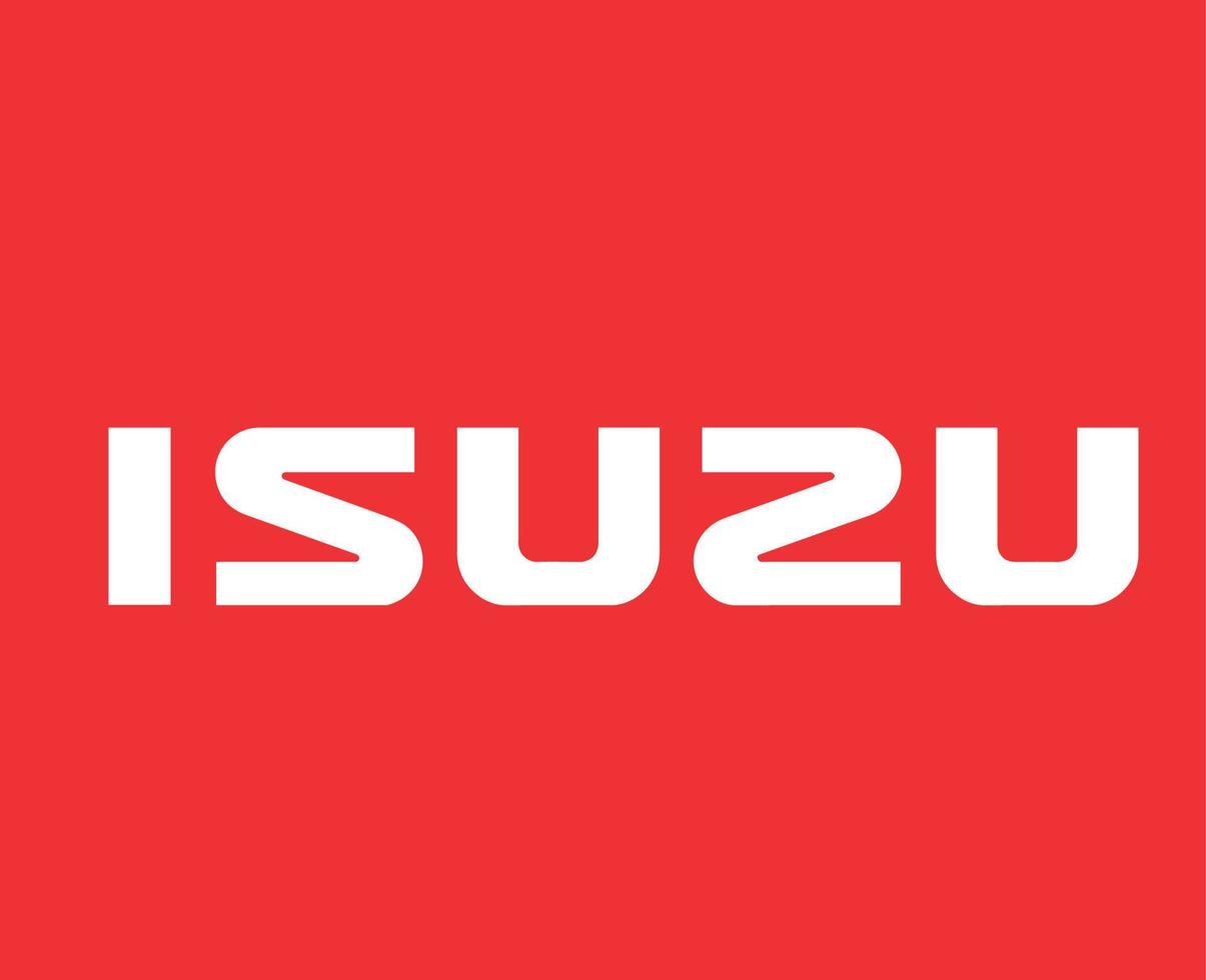 Isuzu Brand Logo Car Symbol Name White Design Japan Automobile Vector Illustration With Red Background