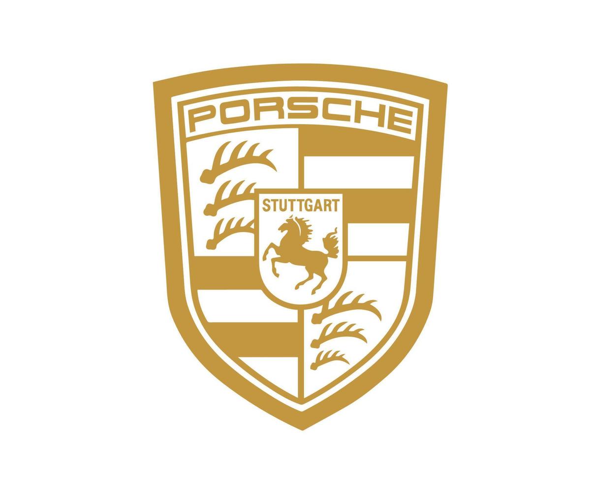 Porsche Logo Brand Car Symbol Gold Design German Automobile Vector Illustration