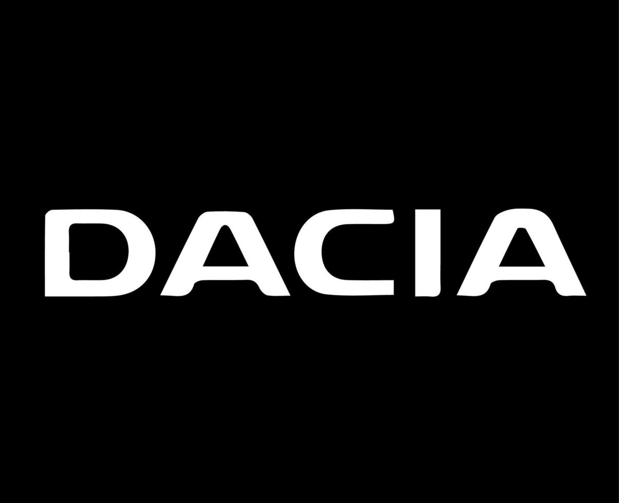 Dacia Brand Logo Car Symbol Name White Design Romanian Automobile Vector Illustration With Black Background