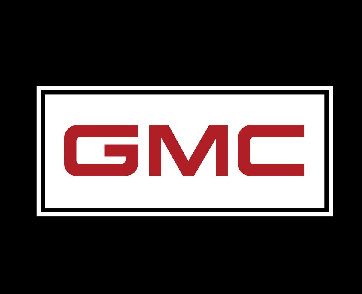 GMC Brand Logo Car Symbol Red And White Design USA Automobile Vector Illustration With Black Background