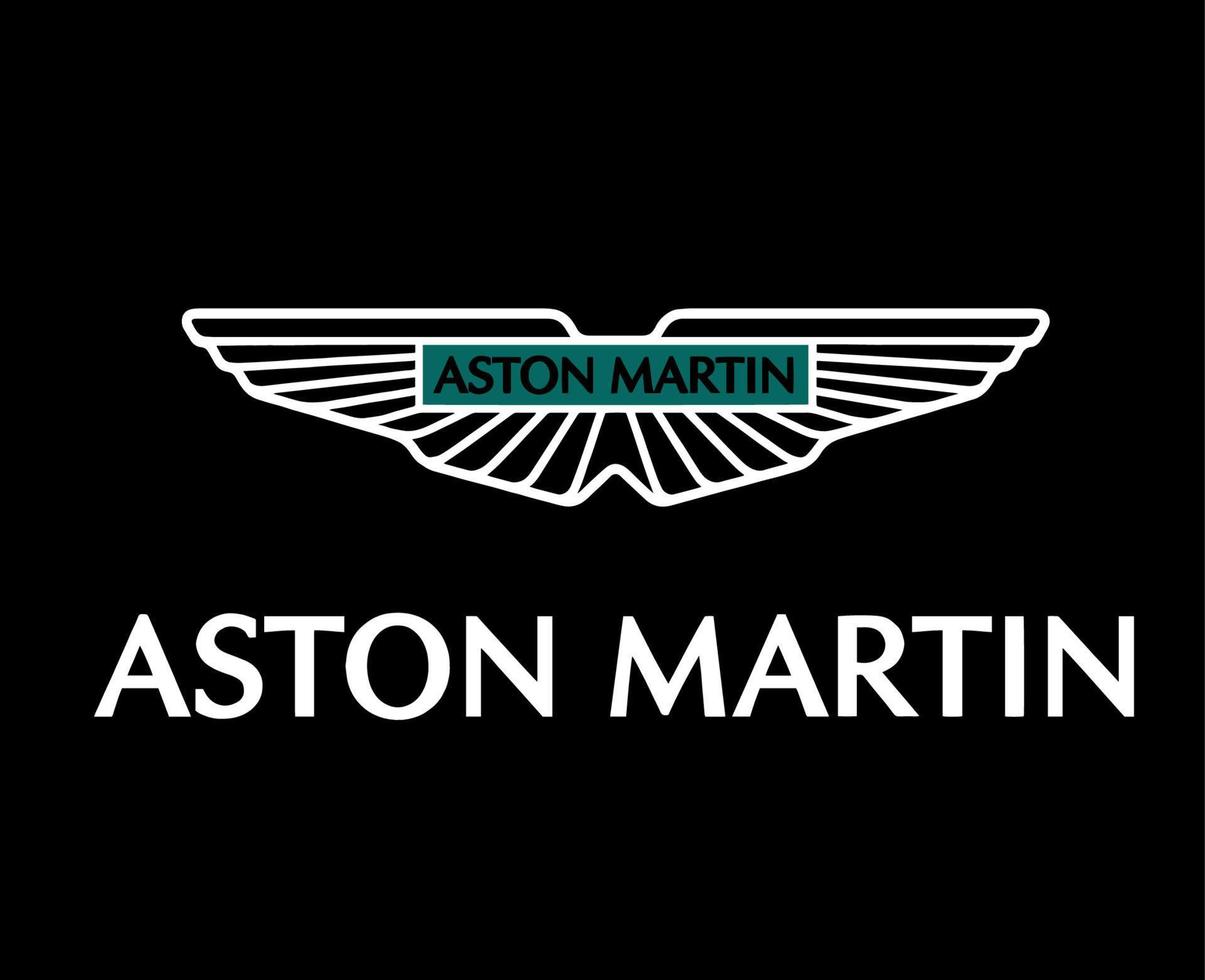 Aston Martin Brand Logo Symbol With Name Design British cars Automobile Vector Illustration With Black Background