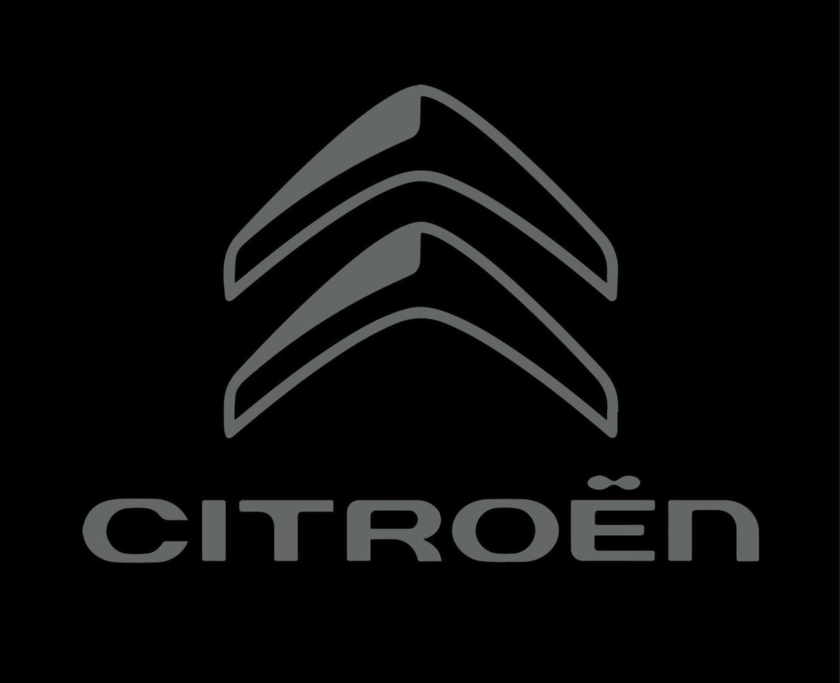 citroen símbolo marca logo gris con nombre diseño francés coche automóvil vector ilustración con negro antecedentes