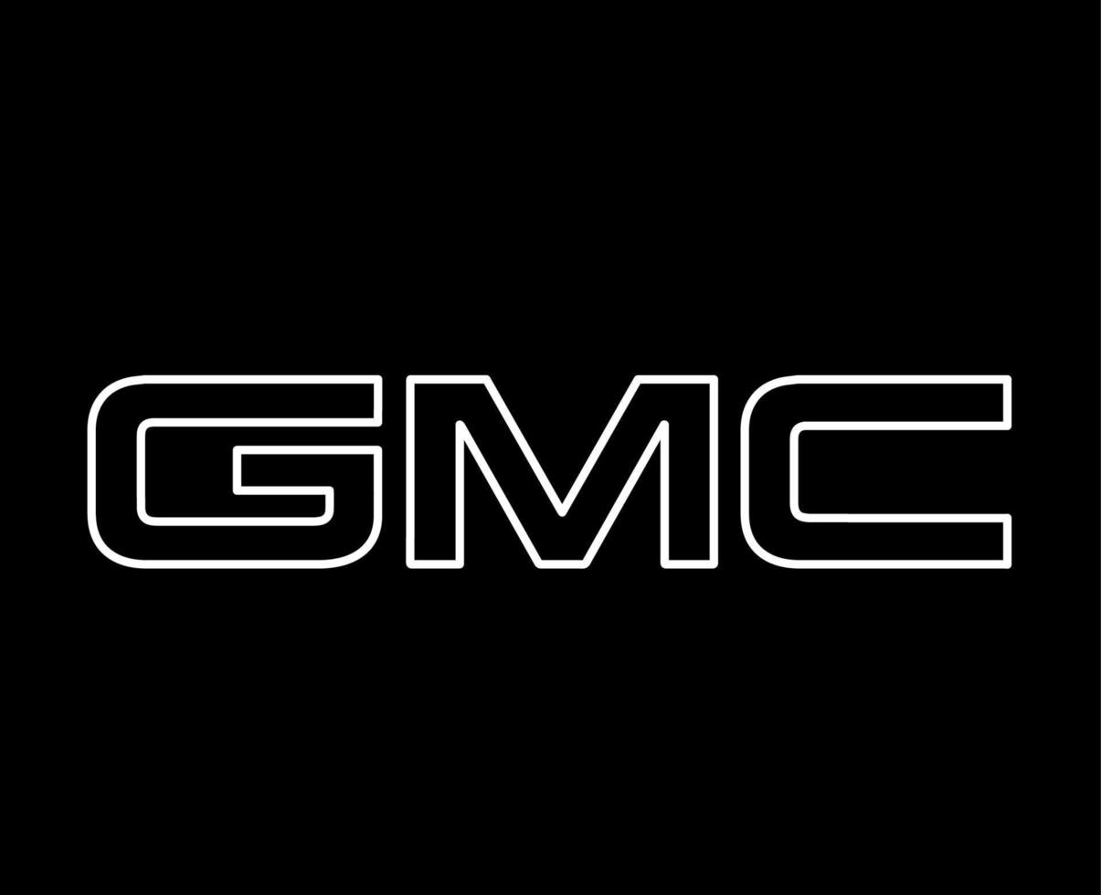 GMC Brand Logo Car Symbol Name White Design USA Automobile Vector Illustration With Black Background