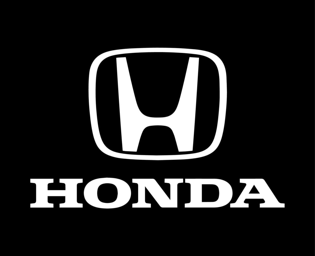 Honda Logo Brand Symbol With Name White Design Japan Car Automobile Vector Illustration With Black Background