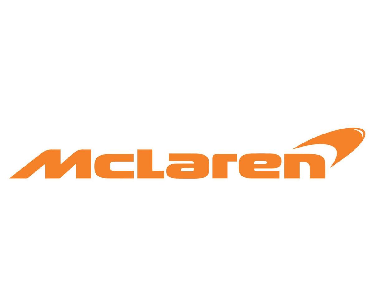 mclaren marca logo coche símbolo nombre naranja diseño británico automóvil vector ilustración