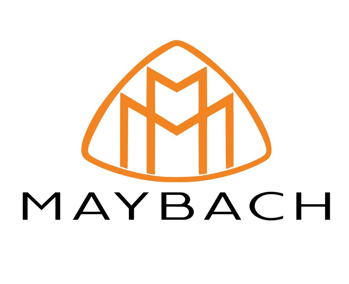 maybach marca logo coche símbolo naranja con nombre negro diseño alemán automóvil vector ilustración