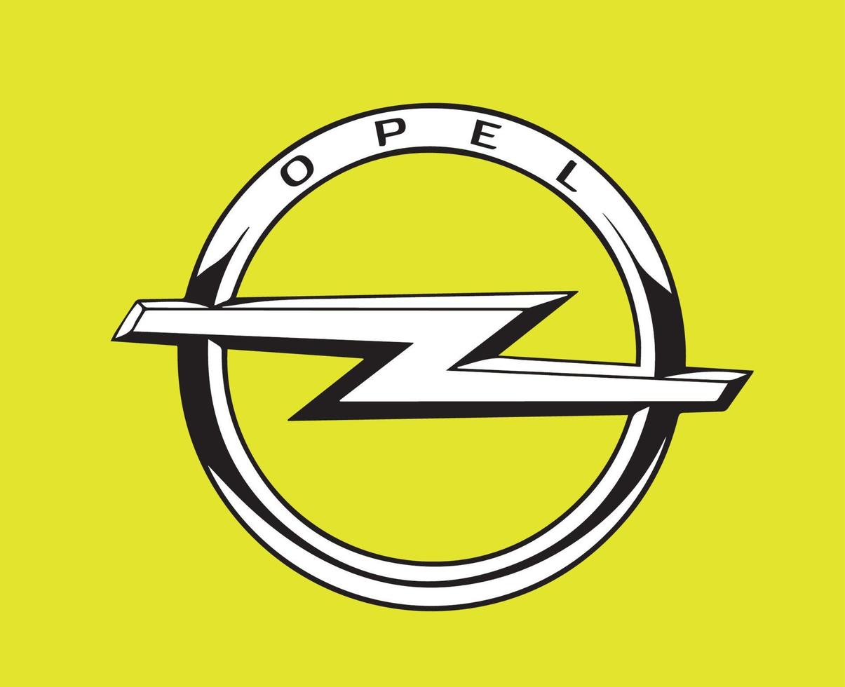 opel marca logo coche símbolo diseño alemán automóvil vector ilustración con amarillo antecedentes