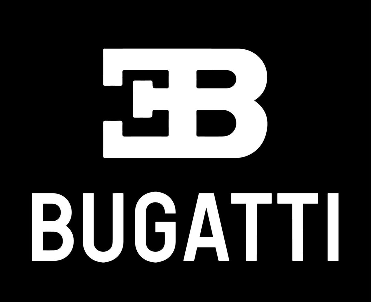 bugatti marca símbolo logo nombre blanco diseño francés carros automóvil vector ilustración con negro antecedentes