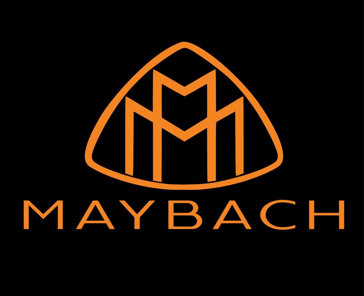 maybach marca logo coche símbolo con nombre naranja diseño alemán automóvil vector ilustración con negro antecedentes