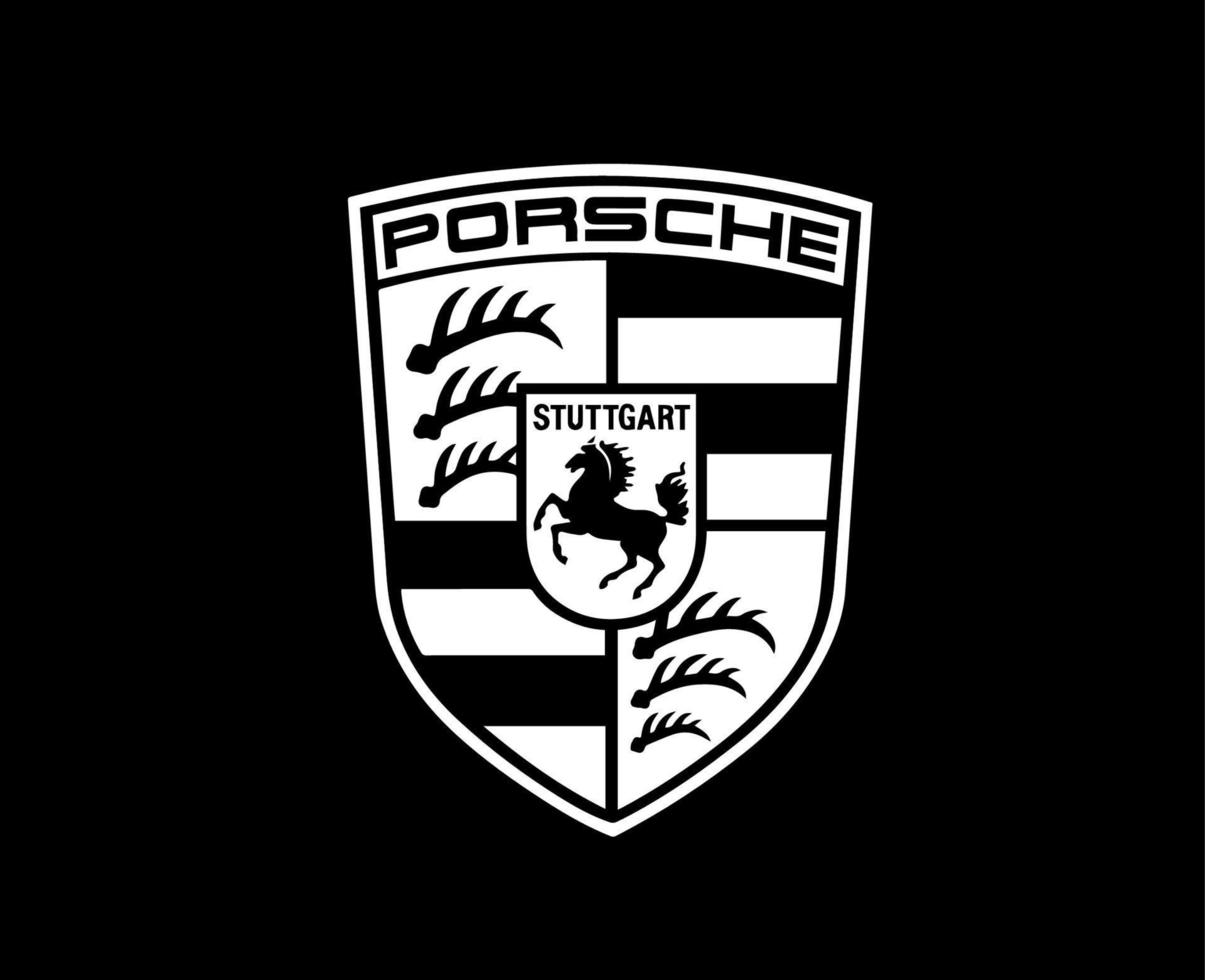 Porsche logo marca coche símbolo blanco diseño alemán automóvil vector ilustración con negro antecedentes