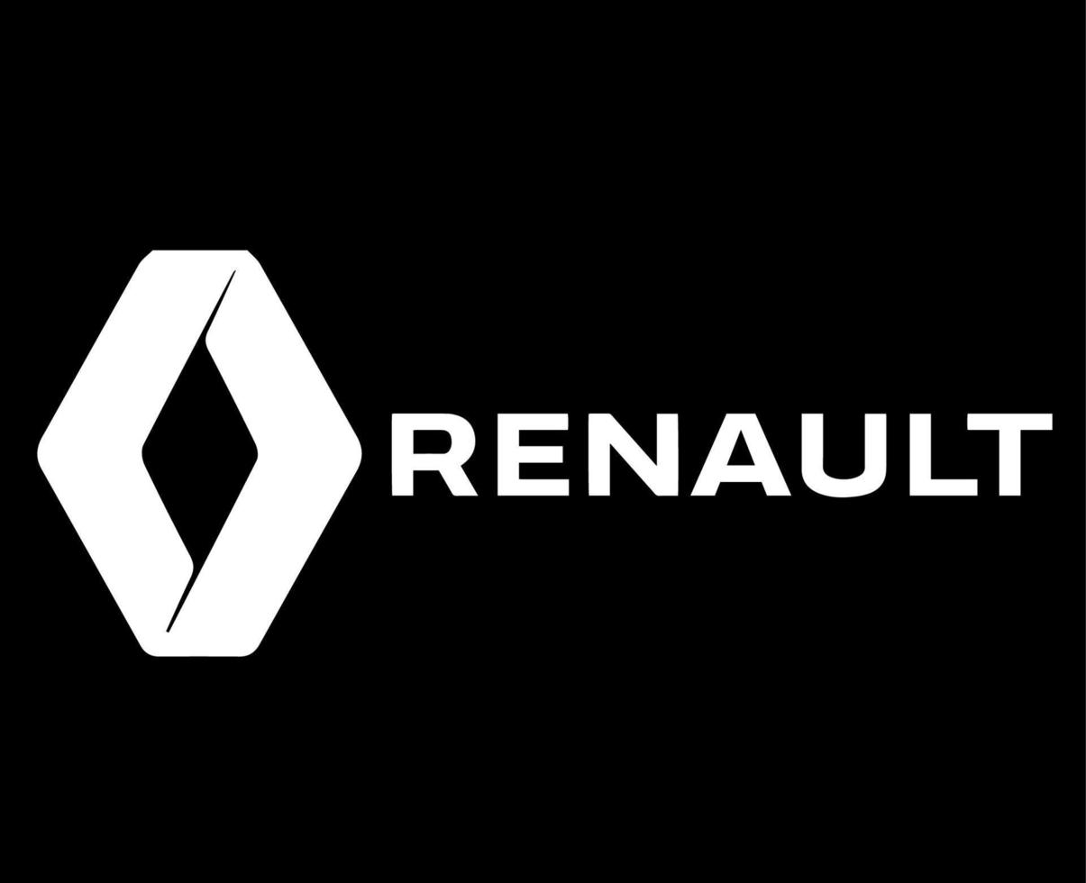 Renault Logo Brand Symbol With Name White Design French Car Automobile Vector Illustration With Black Background