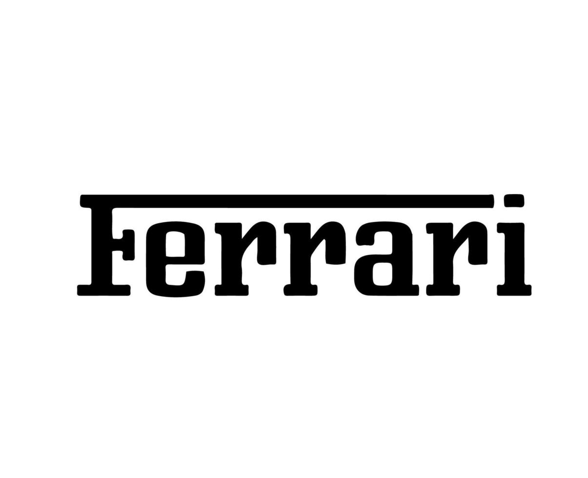 ferrari marca logo coche símbolo nombre negro diseño italiano automóvil vector ilustración