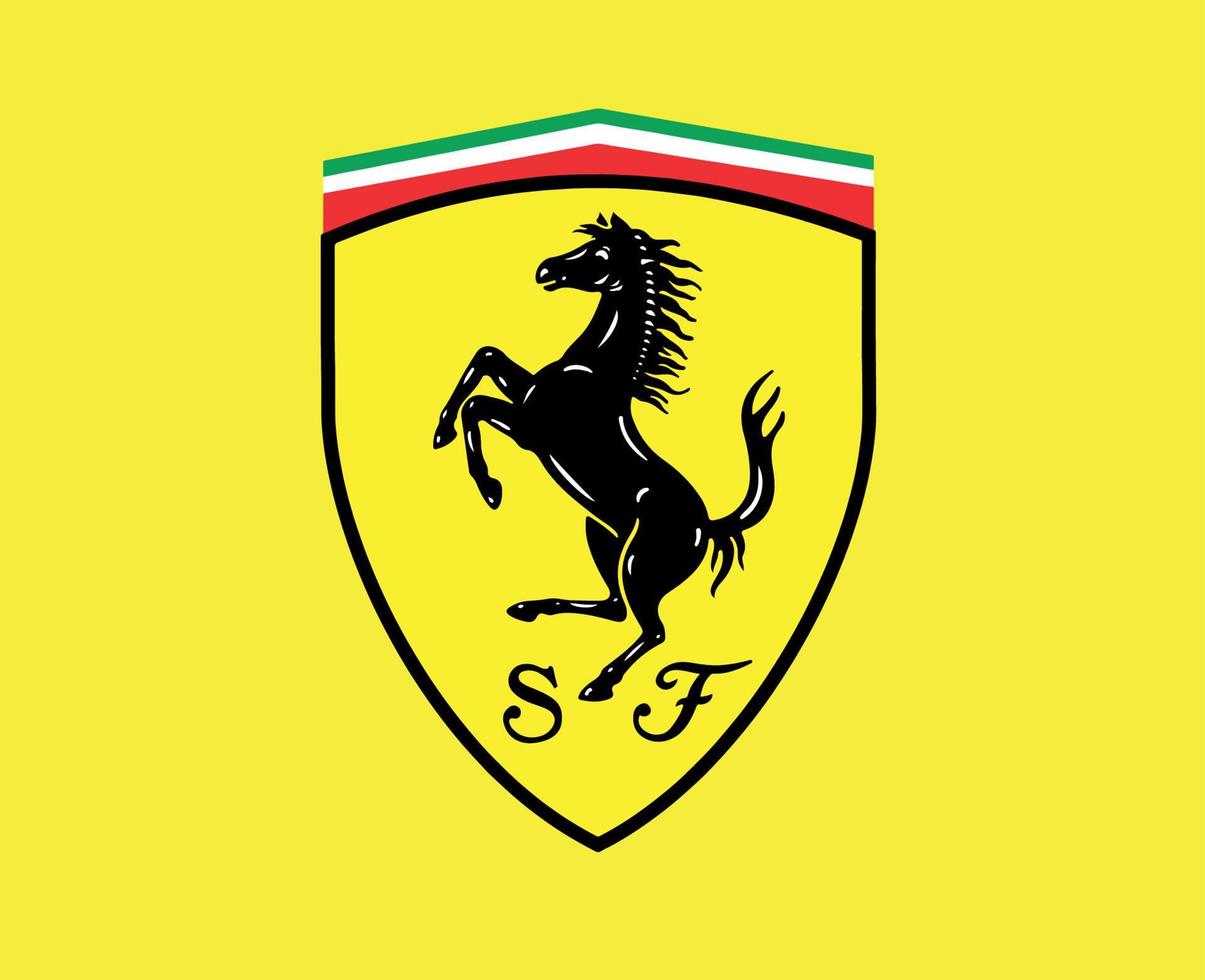 ferrari marca logo coche símbolo diseño italiano automóvil vector ilustración con amarillo antecedentes