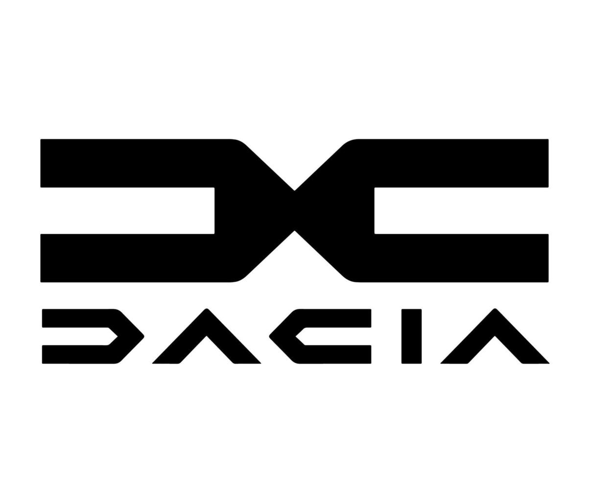 Dacia Brand New Logo Car Symbol With Name Black Design Romanian Automobile Vector Illustration