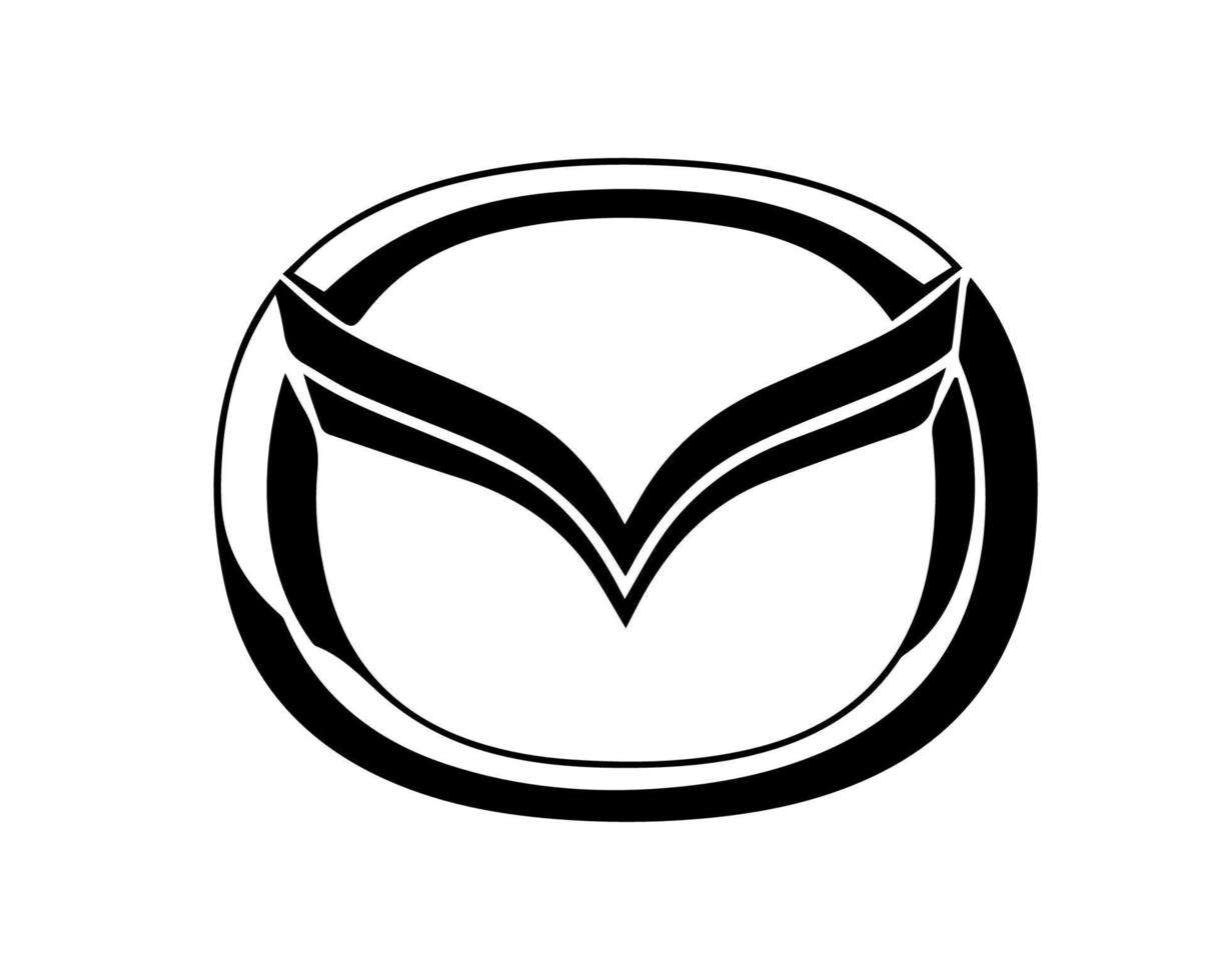 Mazda Logo Brand Car Symbol Black Design Japan Automobile Vector Illustration