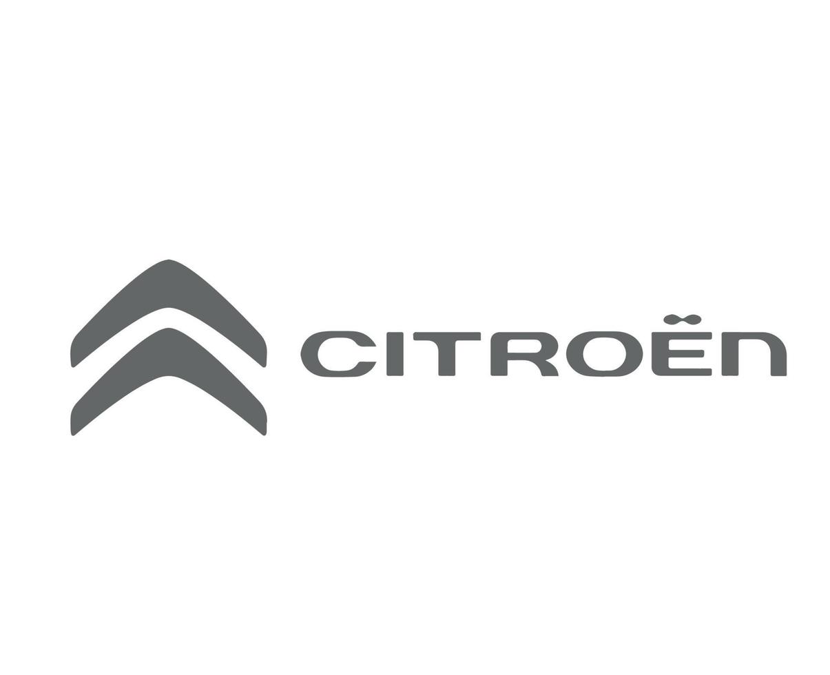 citroen marca logo símbolo con nombre gris diseño francés coche automóvil vector ilustración