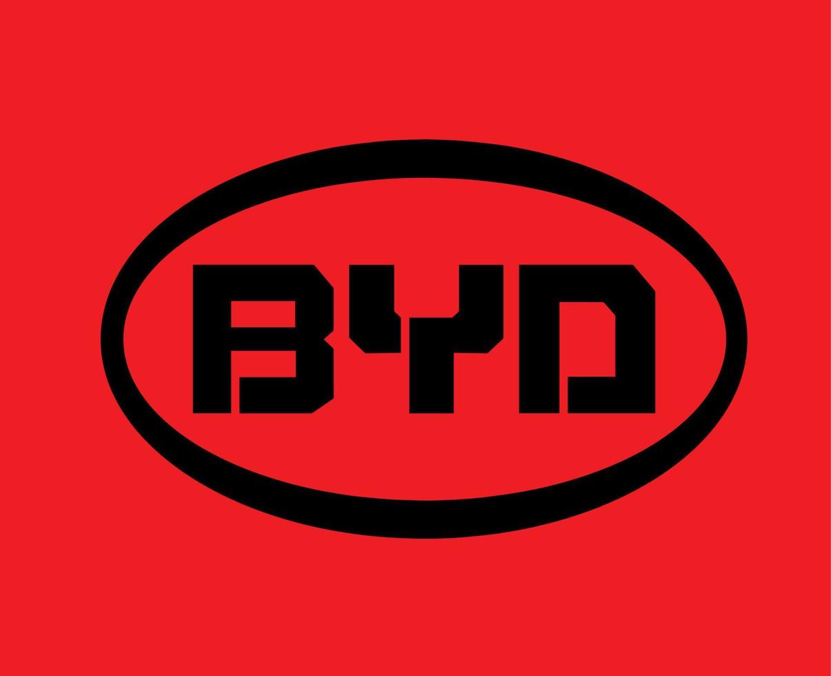 BYD Brand Logo Symbol Black Design China Automobile Car Eco Vector Illustration With Red Background