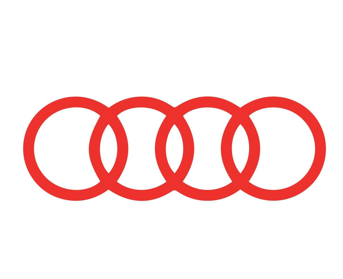 Audi Brand Symbol Logo Red Design german cars Automobile Vector Illustration