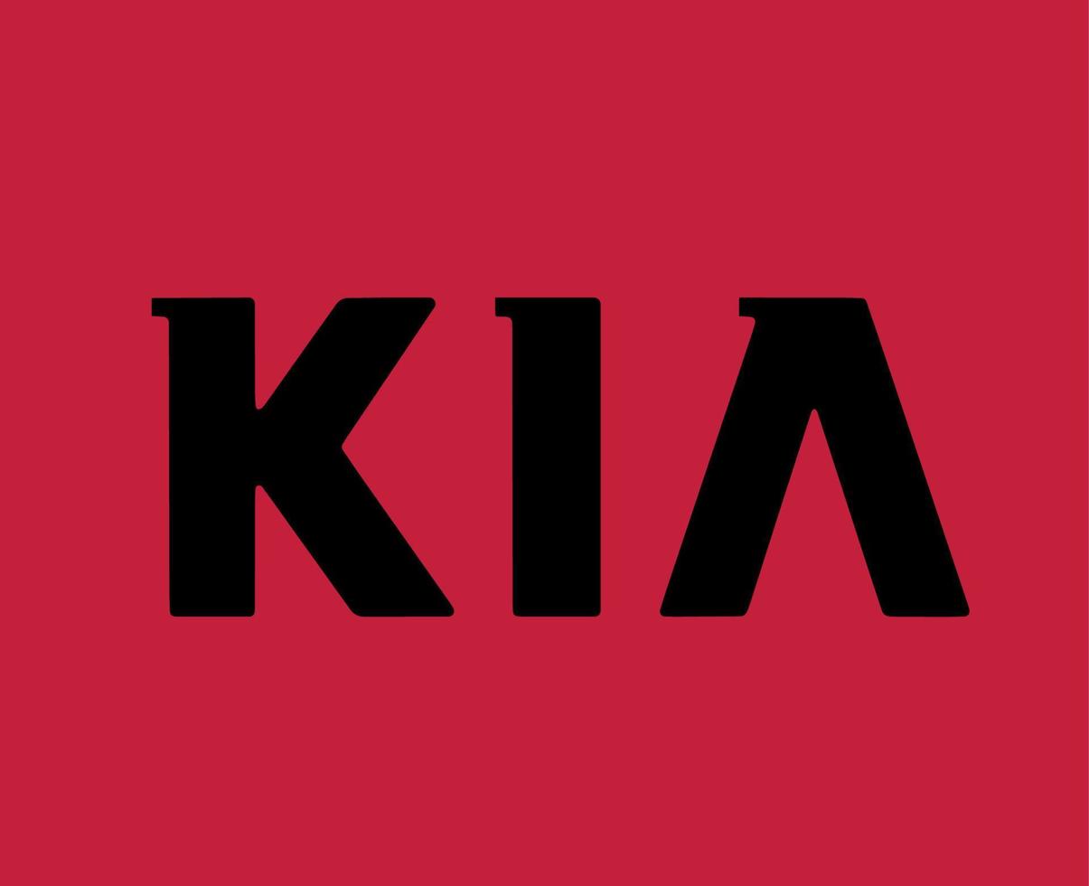 Kia Brand Logo Car Symbol Name Black Design South Korean Automobile Vector Illustration With Red Background