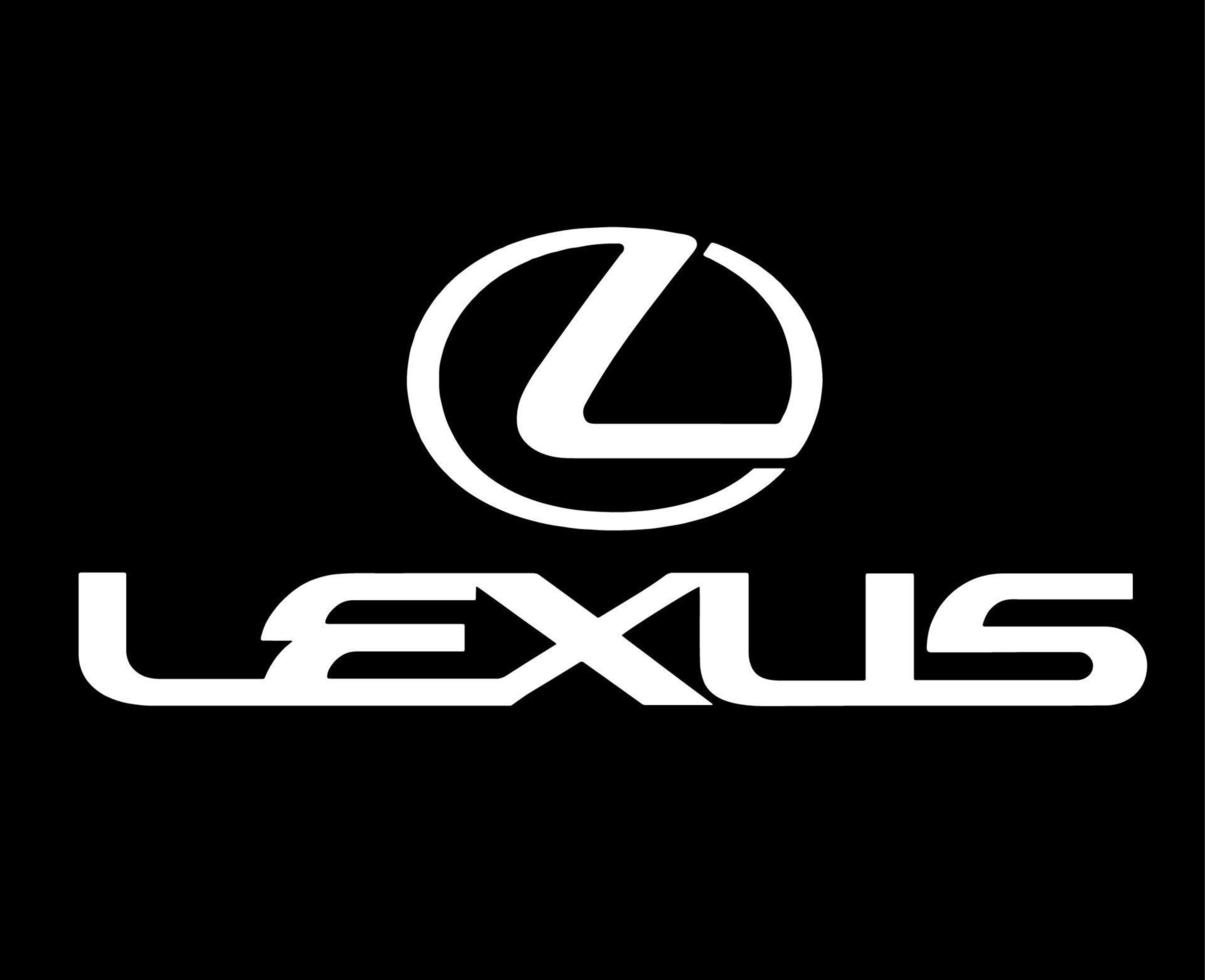 Lexus marca logo coche símbolo con nombre blanco diseño Japón automóvil vector ilustración con negro antecedentes