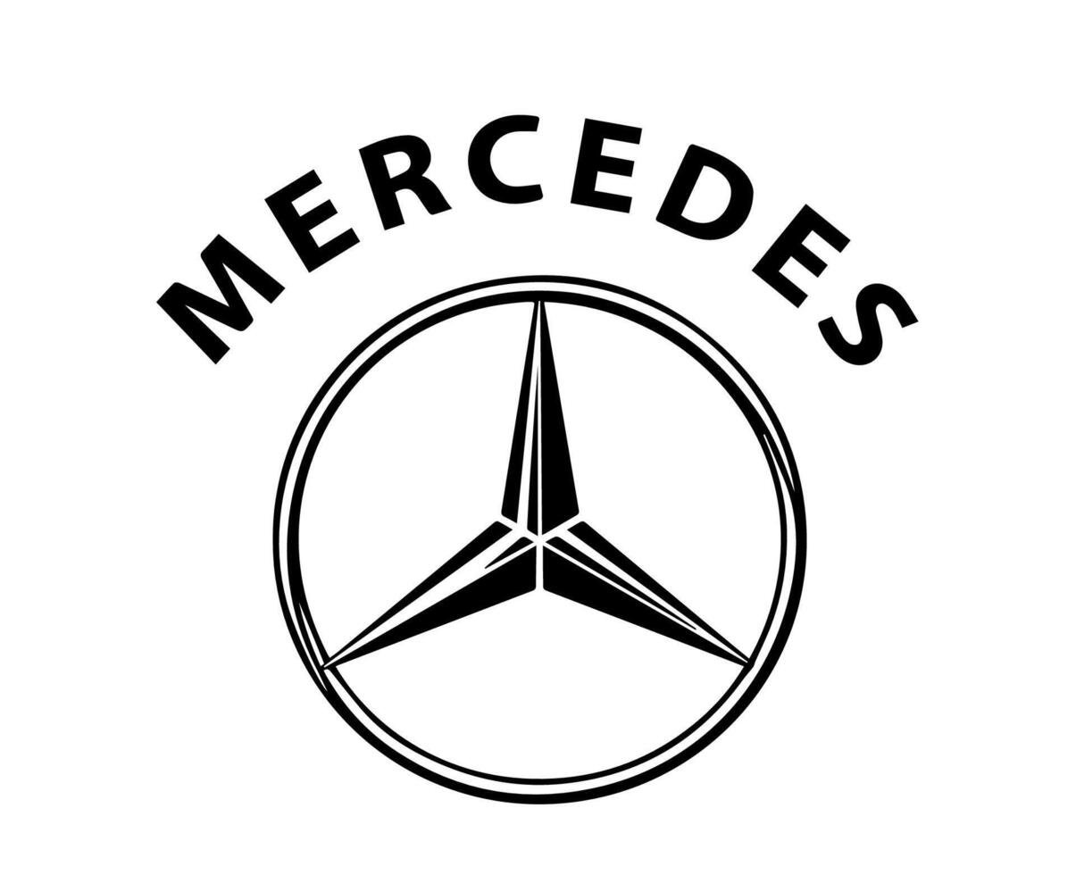 Mercedes Brand Logo Car Symbol With Name Black Design german Automobile Vector Illustration