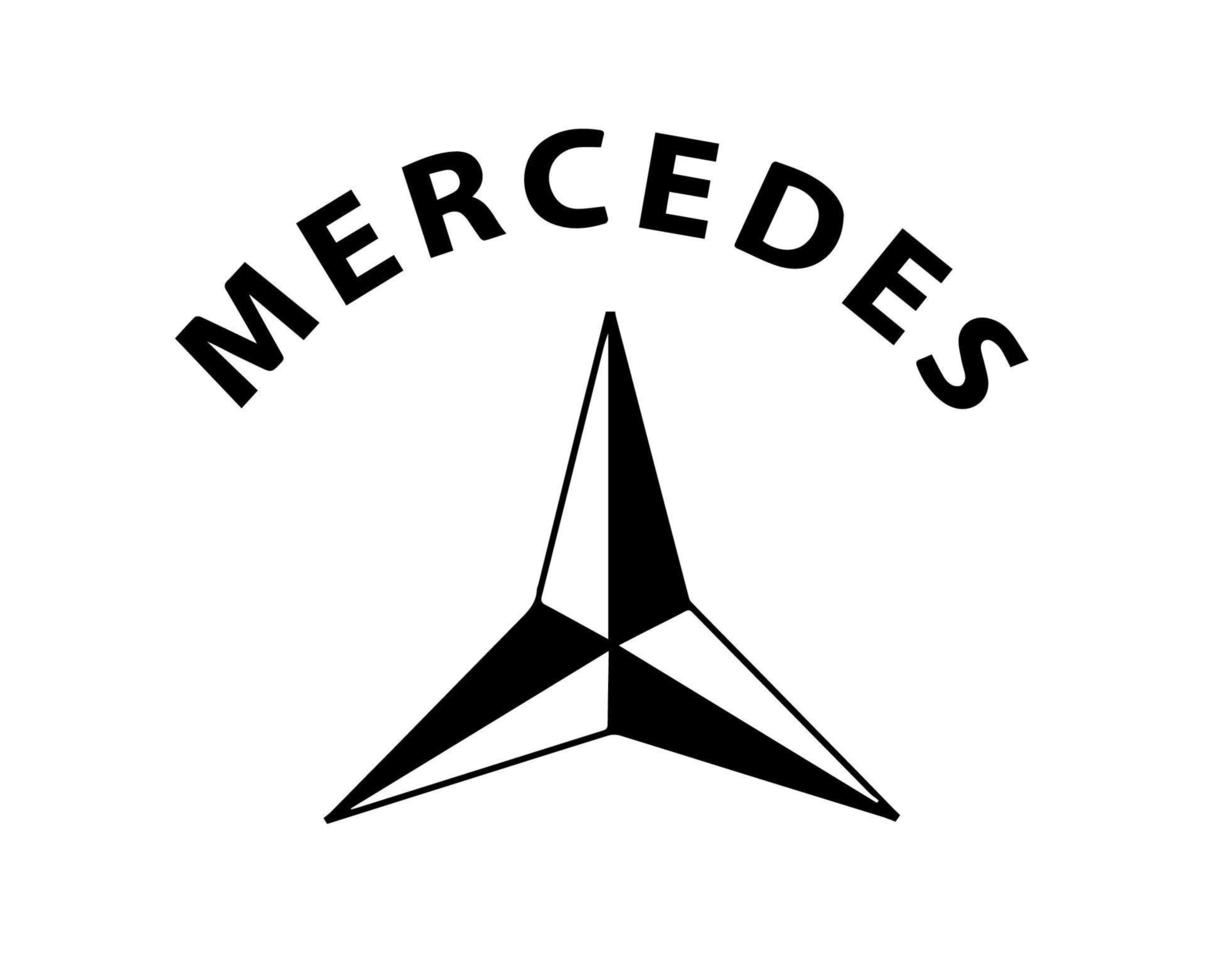 Mercedes Logo Brand Symbol With Name Black Design german Car Automobile Vector Illustration