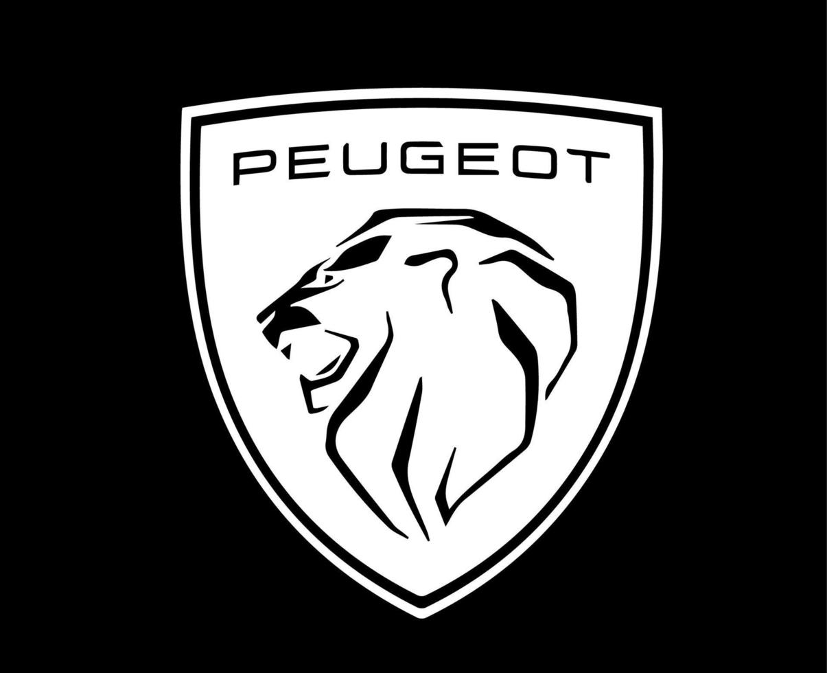 Peugeot Brand Logo Car Symbol White Design French Automobile Vector Illustration With Black Background