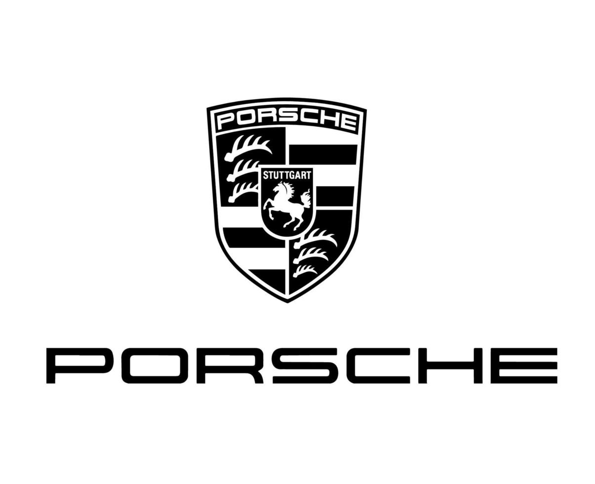 Porsche Logo Brand Symbol With Name Black Design German Car Automobile Vector Illustration
