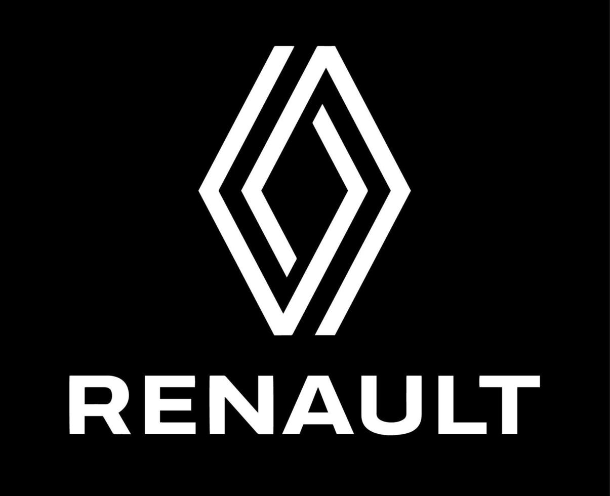 renault logo marca coche símbolo con nombre blanco diseño francés automóvil  vector ilustración con negro antecedentes 20500809 Vector en Vecteezy