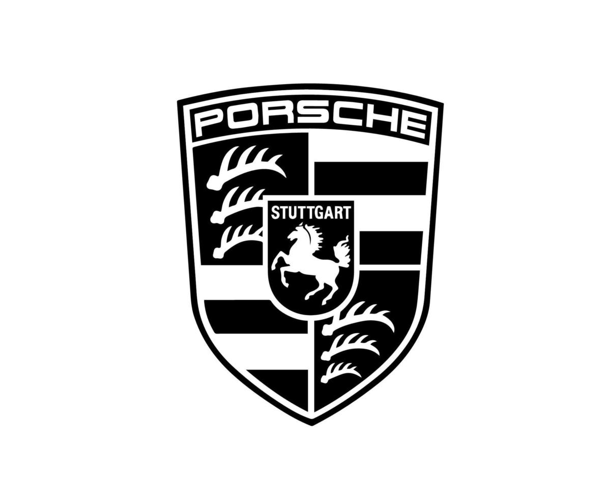 Porsche Logo Brand Symbol Black Design German Car Automobile ...