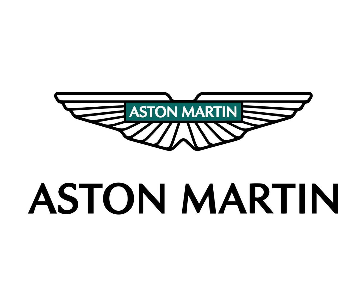 Aston Martin Brand Logo Symbol With Name Design British cars Automobile Vector Illustration With Cyan Background