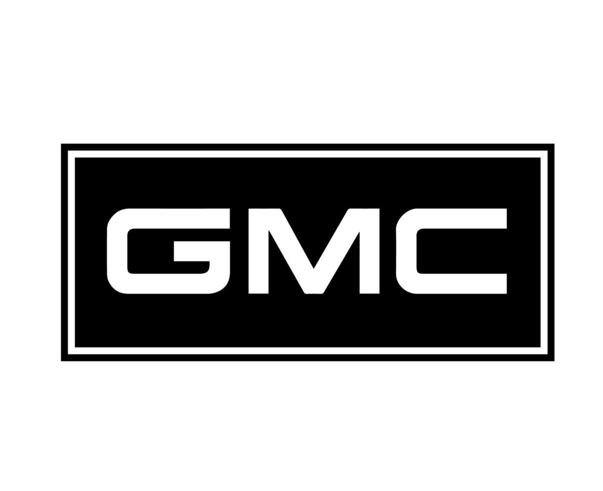 GMC Brand Logo Car Symbol White And Black Design USA Automobile Vector Illustration With Black Background