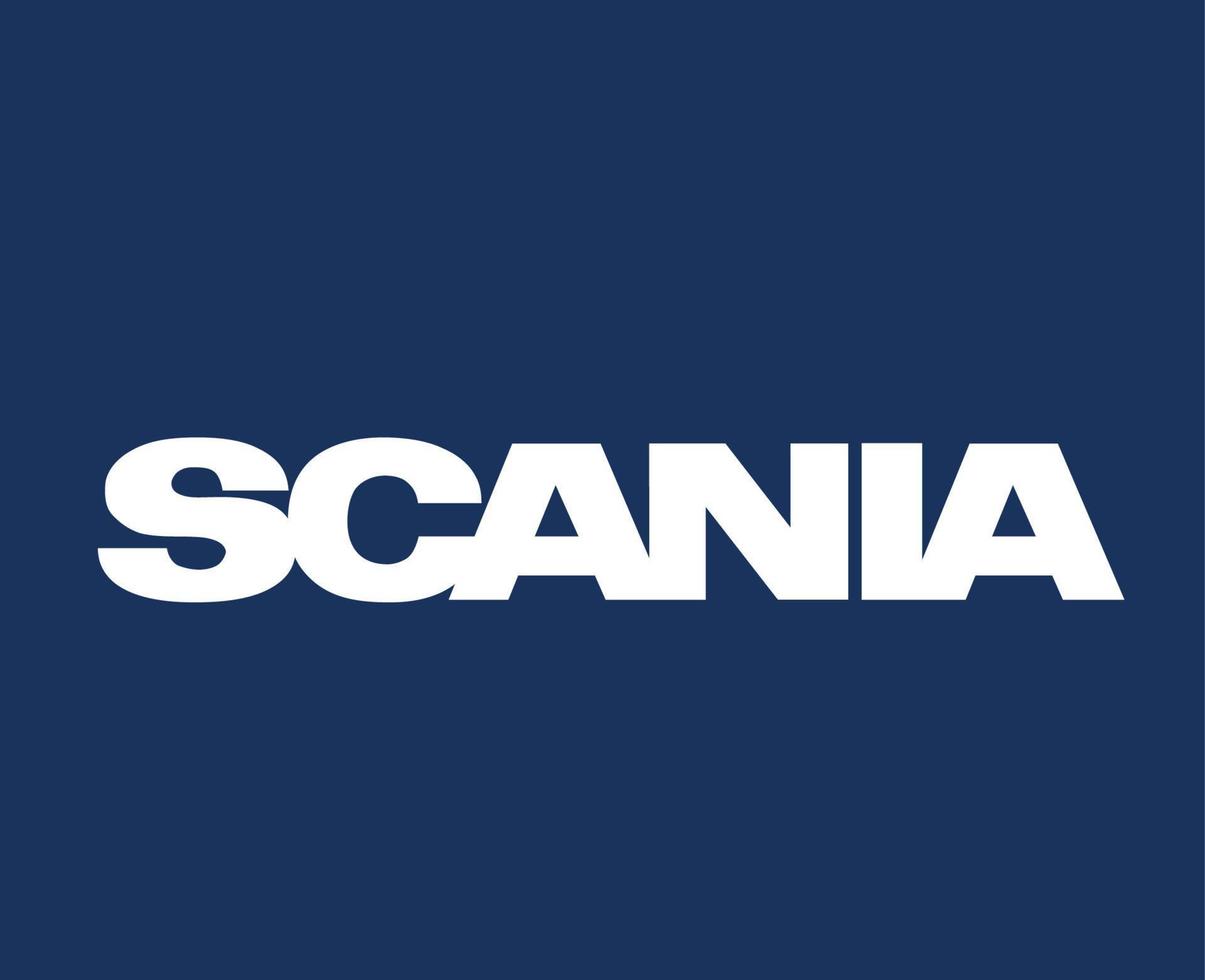 Scania Brand Logo Car Symbol Name White Design Swedish Automobile Vector Illustration With Blue Background