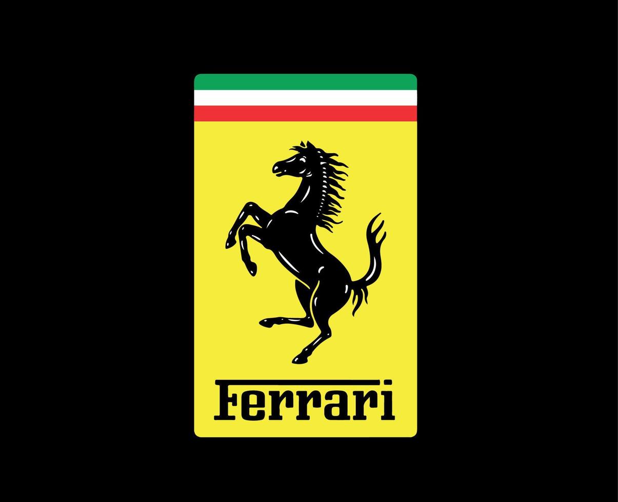 ferrari marca logo símbolo diseño italiano coche automóvil vector ilustración con negro antecedentes