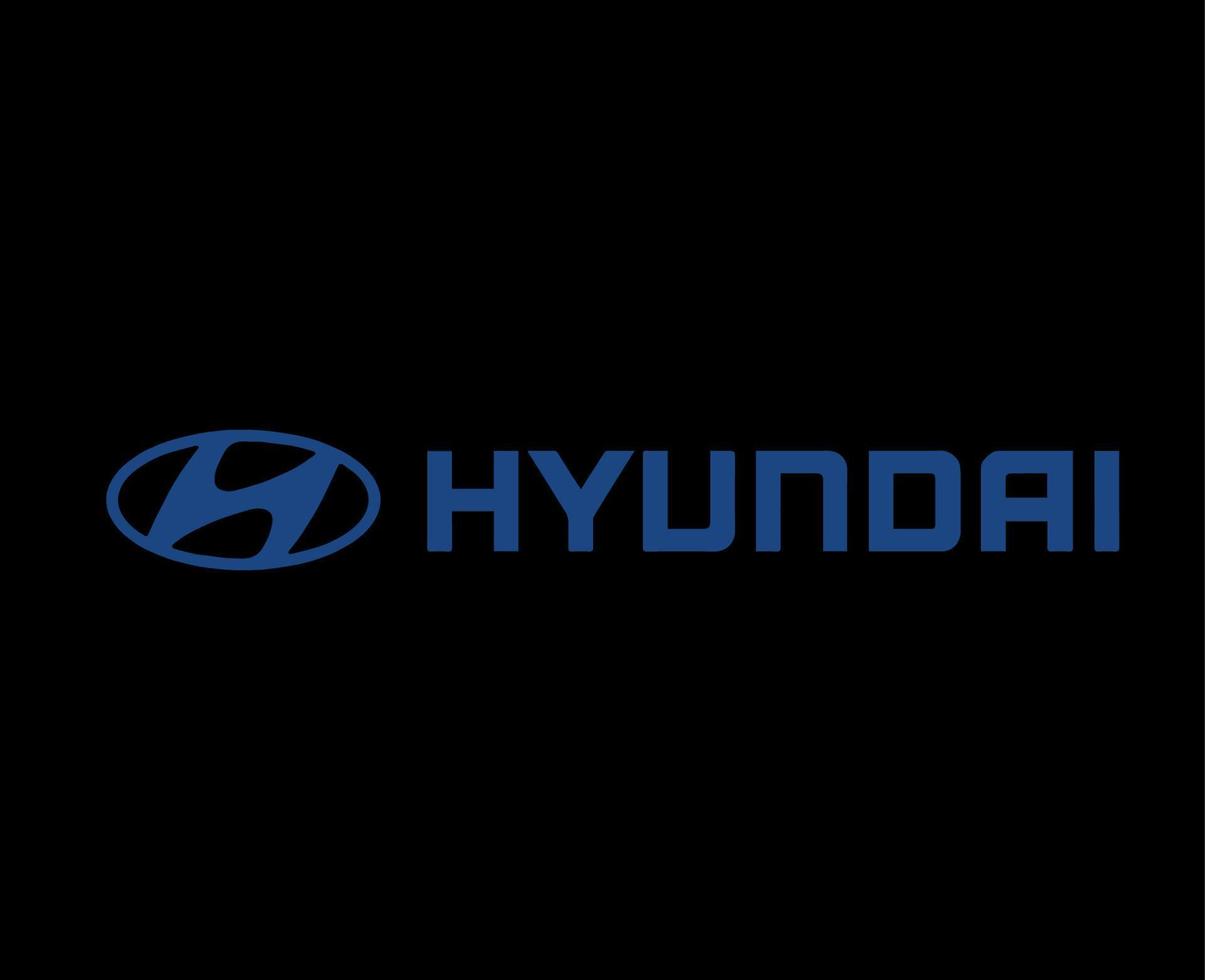 Hyundai marca logo coche símbolo con nombre azul diseño sur coreano automóvil vector ilustración con negro antecedentes