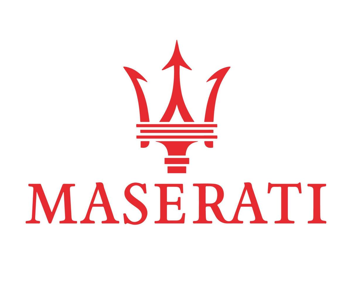 maserati logo marca símbolo con nombre rojo diseño italiano coche automóvil vector ilustración