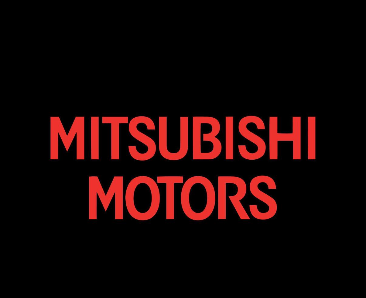 Mitsubishi Motors Brand Logo Car Symbol Name Red Design Japan Automobile Vector Illustration With Black Background