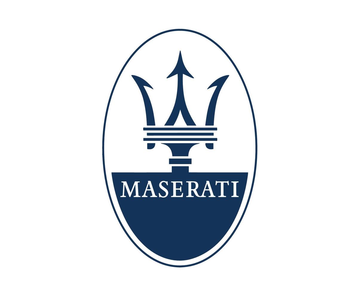 maserati marca logo coche símbolo azul diseño italiano automóvil vector ilustración