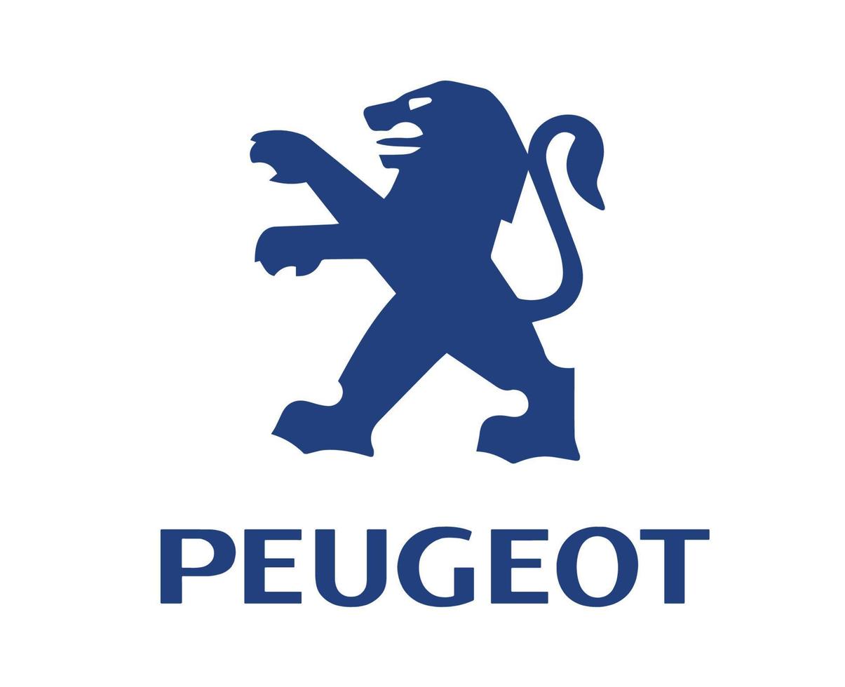 Peugeot Brand Logo Symbol With Name Blue Design French Car Automobile Vector Illustration