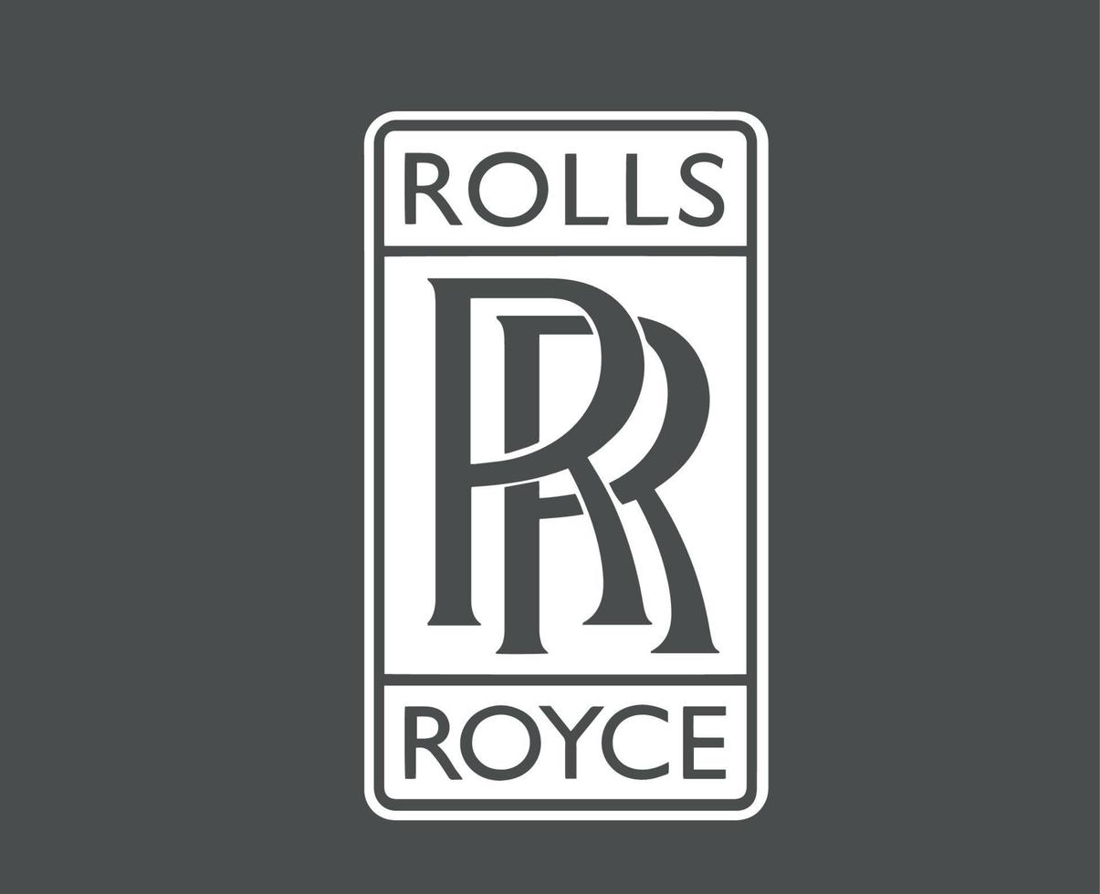 rollos Royce marca logo símbolo con nombre blanco diseño británico coche automóvil vector ilustración con gris antecedentes